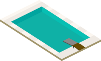 Simple swimming pool with lifebuoys. Summertime swimming pool illustration. Isometric swimming pool isolated. png