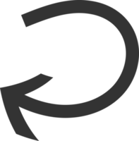 Curved direction arrow. Black U-turn arrow and pointer illustration. A left arrow is isolated png