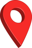 3d vermelho localização PIN para GPS mapa. localização PIN e GPS ponteiro. mapa marcador e localização alfinete. png