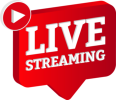 Live streaming 3D icon design. Broadcast streaming badge or floater. Stylish live streaming icon with red color shade. png