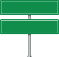 Green road sign and blank road billboard. Blank advertising billboard. Road sign png