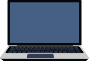 Laptop flat design. Simple laptop illustration with a blank dark screen. png