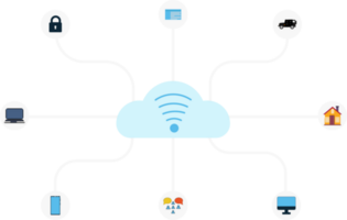 Using the internet through Wi-Fi and social media connection. Online internet service with network icon. Wifi signal connection. png