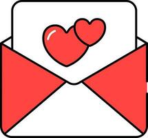 Love Letter Red And White Icon. vector