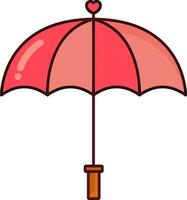 Isolated Heart With Umbrella Icon In Red Color. vector