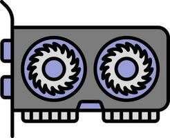 Graphics Card Flat Icon In Grey And Purple Color. vector