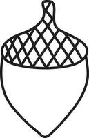 Isolated Acorn Icon In Black Thin Line Art. vector