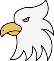 Falcon Bird Face Icon In Yellow And White Color. vector