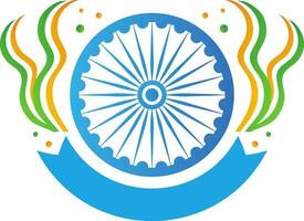 Blank Ribbon With Ashoka Wheels And Confetti Copy Space Background. vector