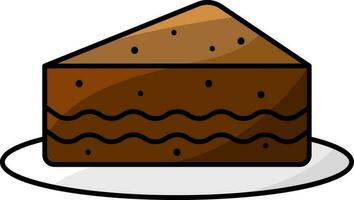 Isolated Chocolate Cake Slice Icon In Flat Style. vector