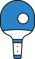 Table Tennis Racquet With Ball Blue And White Icon. vector