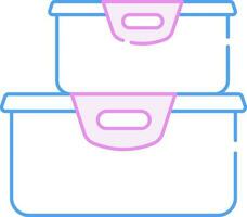 Two Square Lunch Box Blue And Pink Line Art Icon. vector