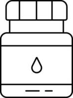 Linear Style Ink Bottle Icon Or Symbol. vector