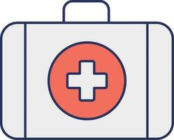 Isolated First Aid Bag Icon In Grey And Orange Color. vector