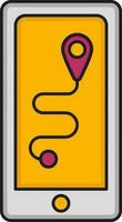 Open Gps Map In Smartphone Pink And Yellow Icon. vector