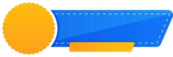 Empty Sale Label Or Tag Element In Chrome Yellow And Blue Color. vector