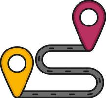 Street Location Point Icon In Pink And Yellow Color. vector