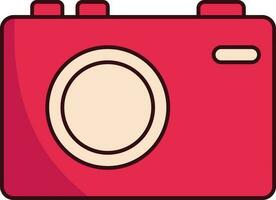Flat Style Digital Camera Icon In Red Color. vector