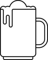 Black Linear Style Beer Mug Icon. vector