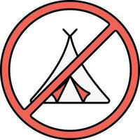 Not Tent Round Icon In Red And White Color. vector