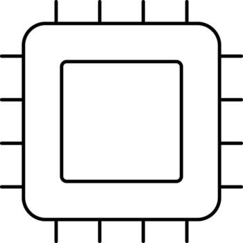 Black Linear Style Microchip Icon Or Symbol. vector