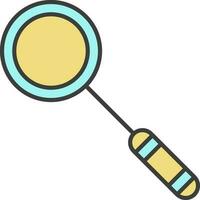 Flat Magnifying Glass Icon In Yellow And Turquoise Color. vector