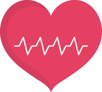 Isolated Red Heart With Pulse Line Icon In Flat Design. vector