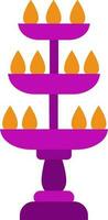 Isolated Buring Diya Stand Icon In Flat Style. vector