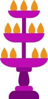 Isolated Buring Diya Stand Icon In Flat Style. vector