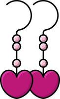 Isolated Heart Hanging Earrings Icon In Flat Style. vector