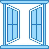 Open Window Flat Icon In Blue Color. vector