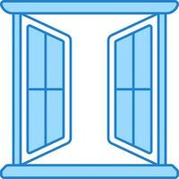 abierto ventana plano icono en azul color. vector