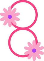 Isolated 8 March Women's Day Flower Icon In Pink Color. vector