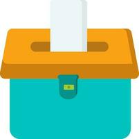 Flat Notes In Voting Box Orange And Turquoise Icon. vector