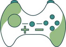 plano estilo vídeo juego controlador verde y blanco icono. vector