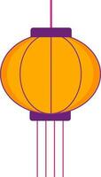 Isolated Circular Paper Lantern Orange And Purple Icon. vector