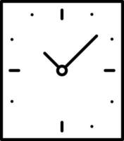 Sqaure Clock Icon In Black Line Art. vector