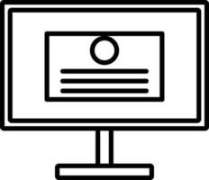 Advertising on computer screen in black line art. vector