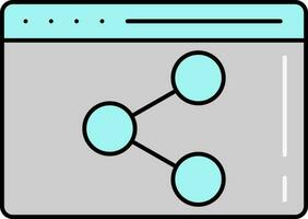 compartir web página gris y turquesa icono en plano estilo. vector