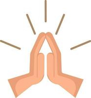 Indian Prayer Or Welcome Hands Flat Icon. vector