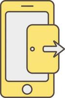 salida ventana móvil icono en amarillo color. vector