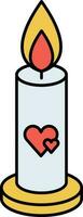 Double Heart Burning Candlestick Tricolor Icon. vector