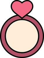 Heart Stone Ring Flat Icon In Pink Color. vector