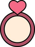 Heart Stone Ring Flat Icon In Pink Color. vector