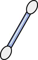 Flat Cotton Swab Icon Blue Color. vector