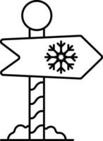 Snow Symbol Direction Board Icon In Line Art. vector