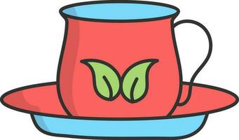 Red and Blue Cup With Plate Icon In Flat Style. vector