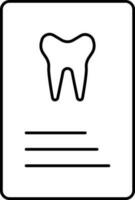 Black Linear Style Dental Document Icon. vector