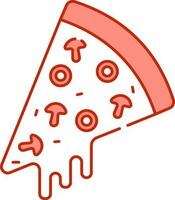 Isolated Mushroom Pizza Slice Icon In Light Red And White Color. vector