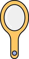 Hand Mirror Flat Icon In Yellow Color. vector